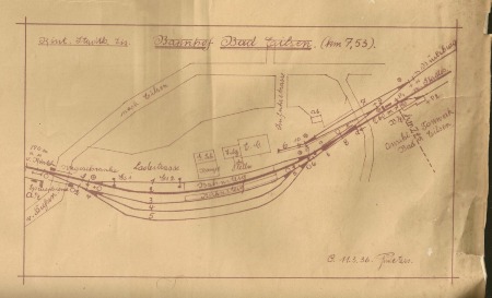 MEC Stadthagen: Bahnhofsplan Bad Eilsen-Süd und -Nord Zustand 1936 Quelle: Archiv der DEW