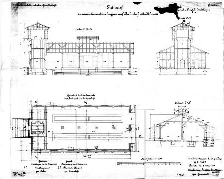 MEC Stadthagen: Grundriss des Lokschuppens Stadthagen-West 1899 Quelle: Archiv der DEW