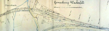 MEC Stadthagen: Streckenplan der RStE: Bahnhof Nienstädt. Erstellt 1899, danach fortgeschrieben.